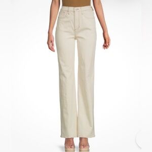 Joes Jeans High Rise Wide Leg Cream Ecru Contrast Stitching Size 31